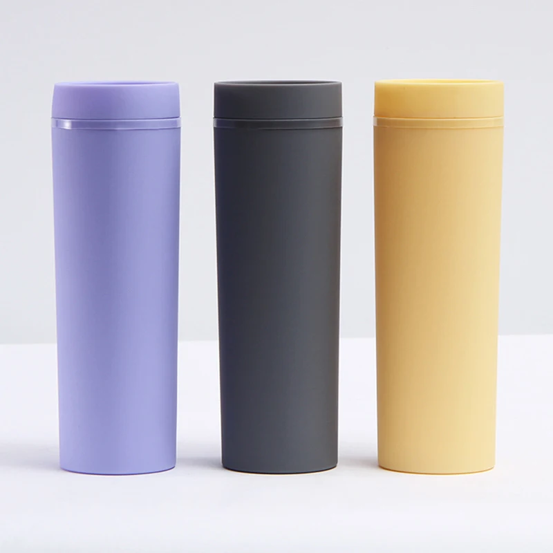 16oz/473ml Double Wall Insulated Skinny Acrylic Tumblers with Straw and Lid