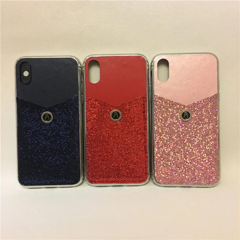 
UNIMOR new arrival 2019 electroplate leather case TPU+PC+PU leather bling bling lady wallet leather phone case with card slot 