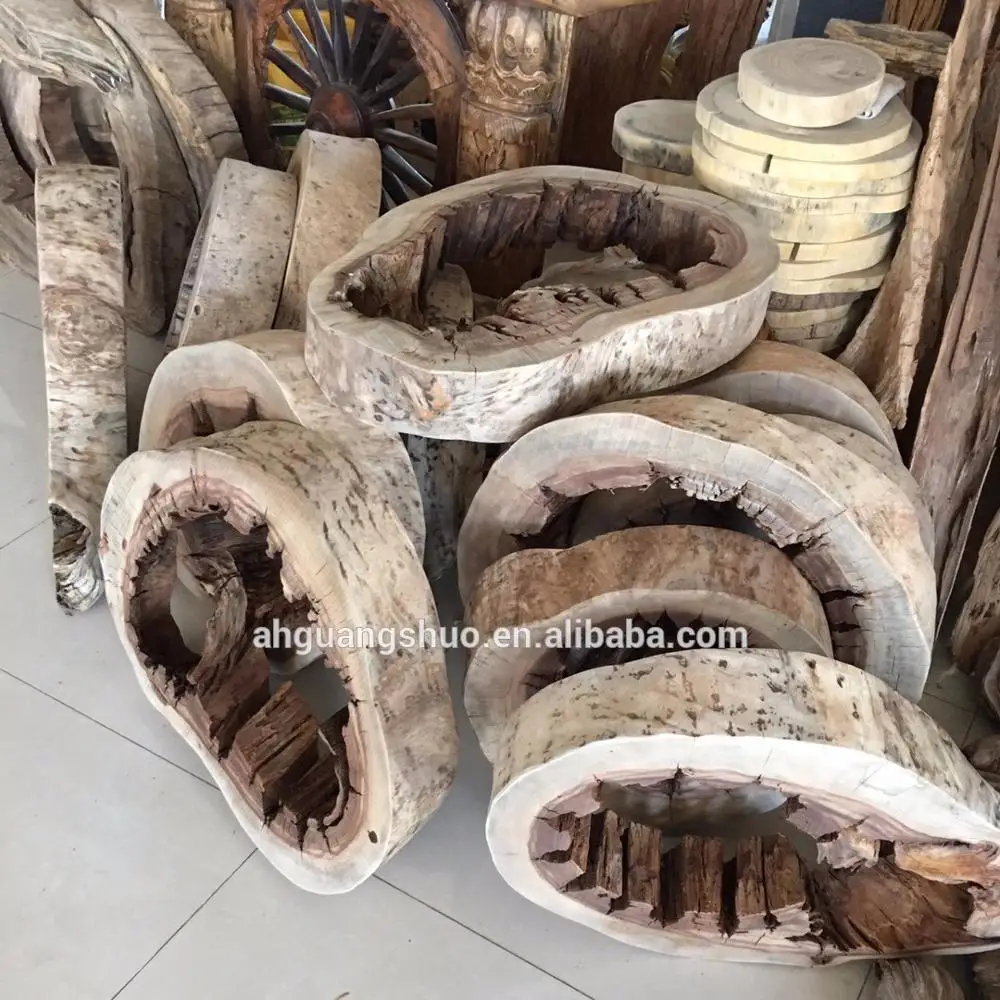 
camphor wood slices hollow center/ hollow wood slices natural hollowed timber/decorative natural wood slabs log slices with bark 
