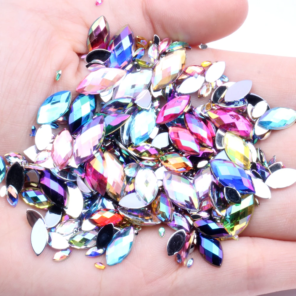 Wholesale Acrylic Flat Back Rhinestones 3x6mm 10000pcs Marquise Earth Facets Dress DIY Jewelry Nails Art Charms Acrylic Gem
