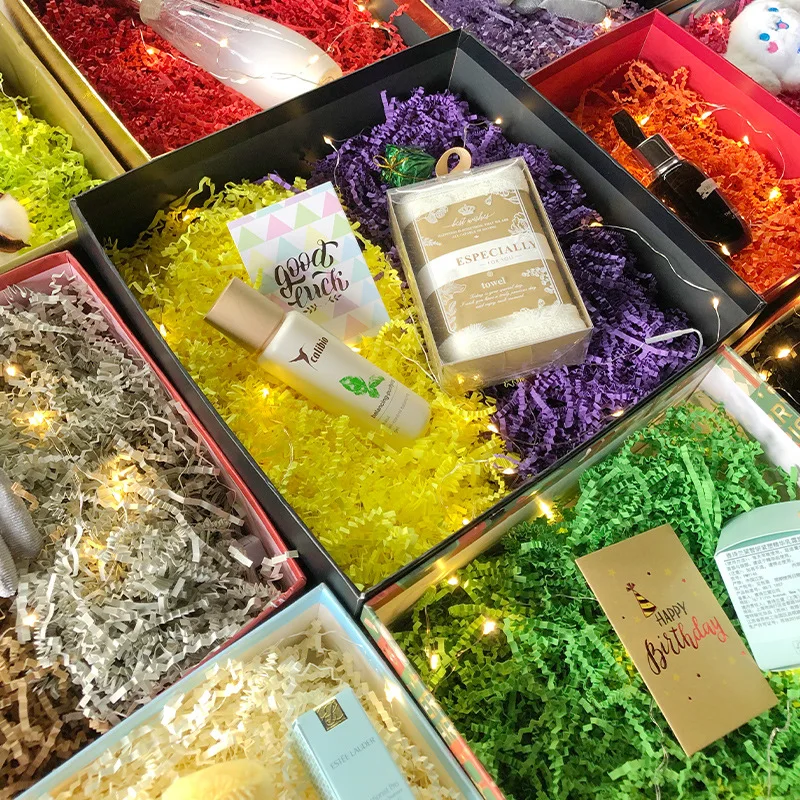 Wholesale crinkle cut paper shred filler shredded paper colorful shredded crinkle paper for packaging