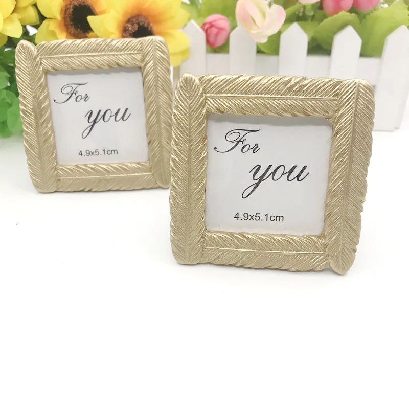 Elegant Gold Feather Picture Frames Wedding Favors Decorative Golden Plumage Place Card Holder Home Ornament
