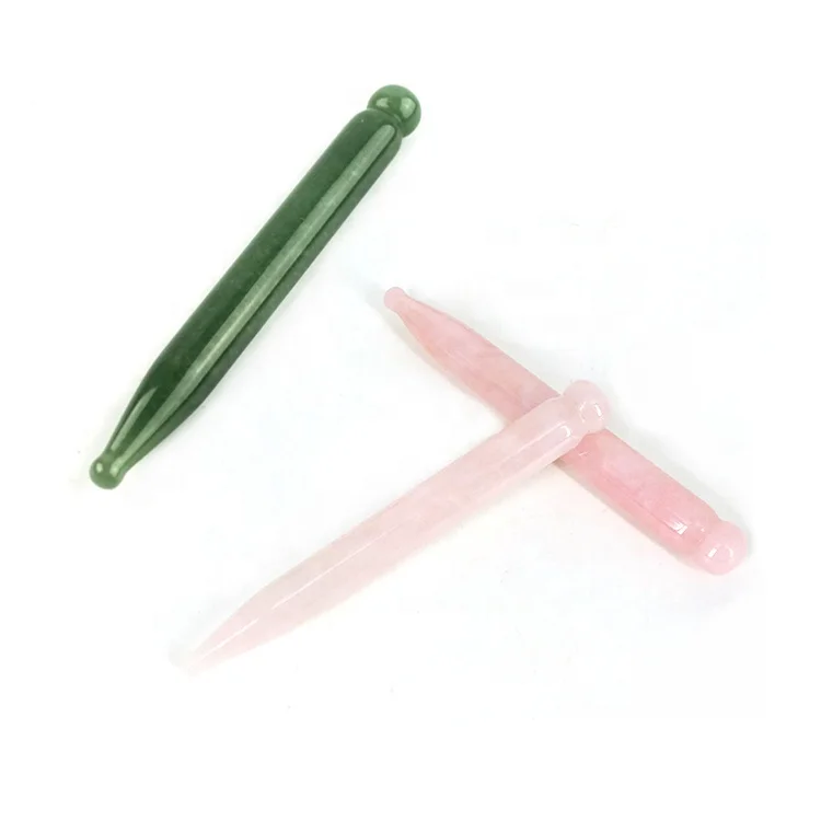 Guasha Stone Point Massage Stick for Face Body Acupressure Press Massager Natural Rose Quartz Acupoint Massage Pen
