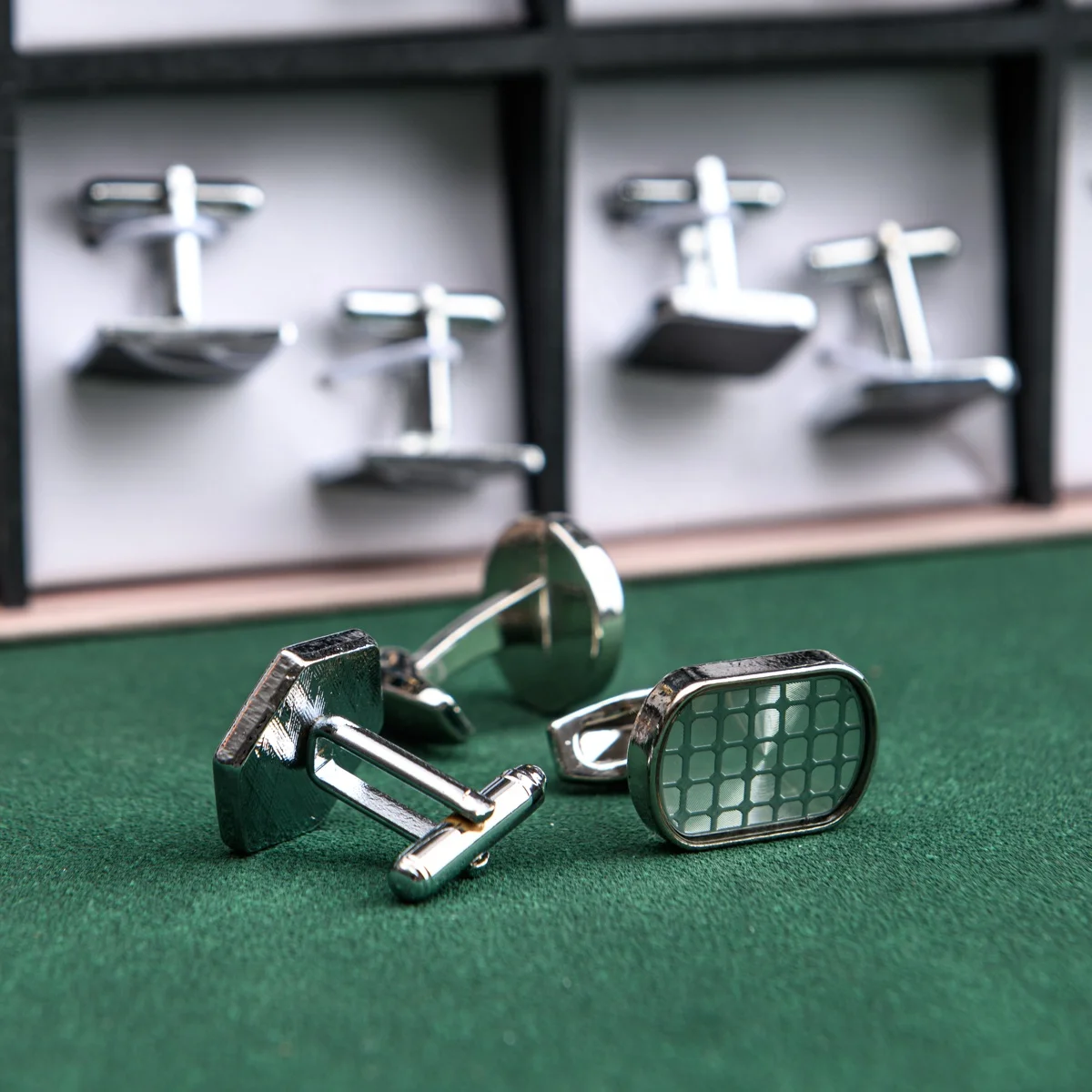 Wholesale Round Black Precious Stone Gold Plated Cufflinks Crystal Gemstone Mens Woman Cufflinks