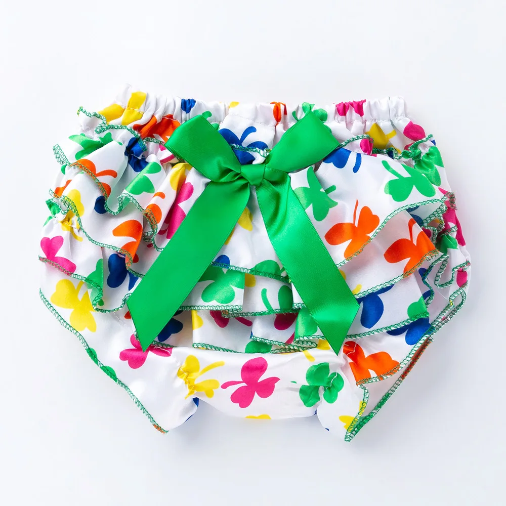 Newborn Baby Clothes Cute Flower Patterns Satin Children Underwear Baby Diaper Cover Ruffle Bloomers For Girls