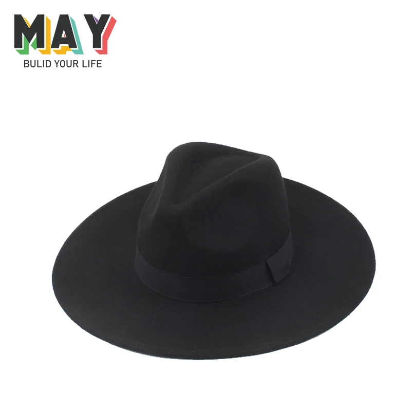 Elegant Unisex High Quality 100% Wool Big Brim Fedora Jazz Wide Brim Felt Hat