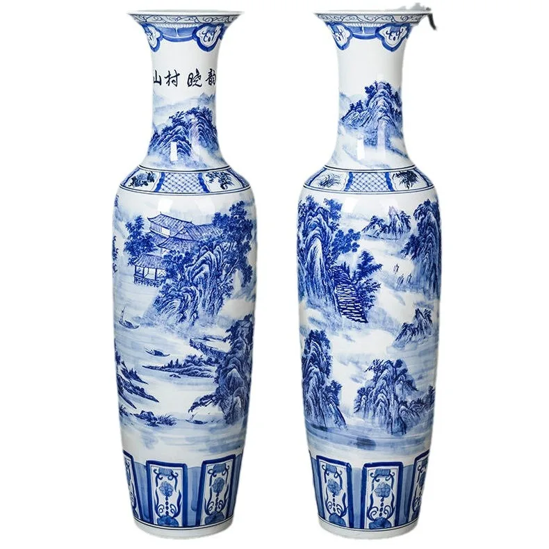 Large Chinese Style Glazed Porcelain Floor Vase for Home Decor for Kitchen Small Modern White Design Christmas Holiday Accent