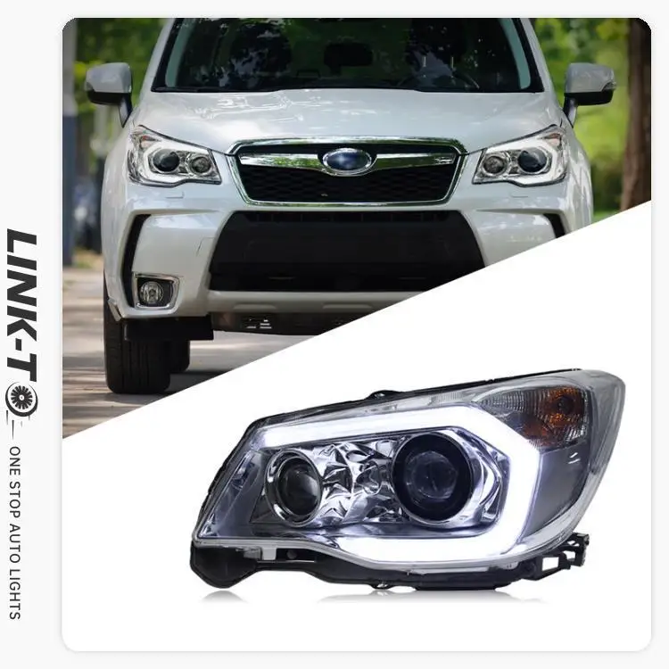 LINK-TO For Subaru Forester 2013-2018 Headlight Assembly Modified High-end LED Daytime Running Lights Double-lens Headlights