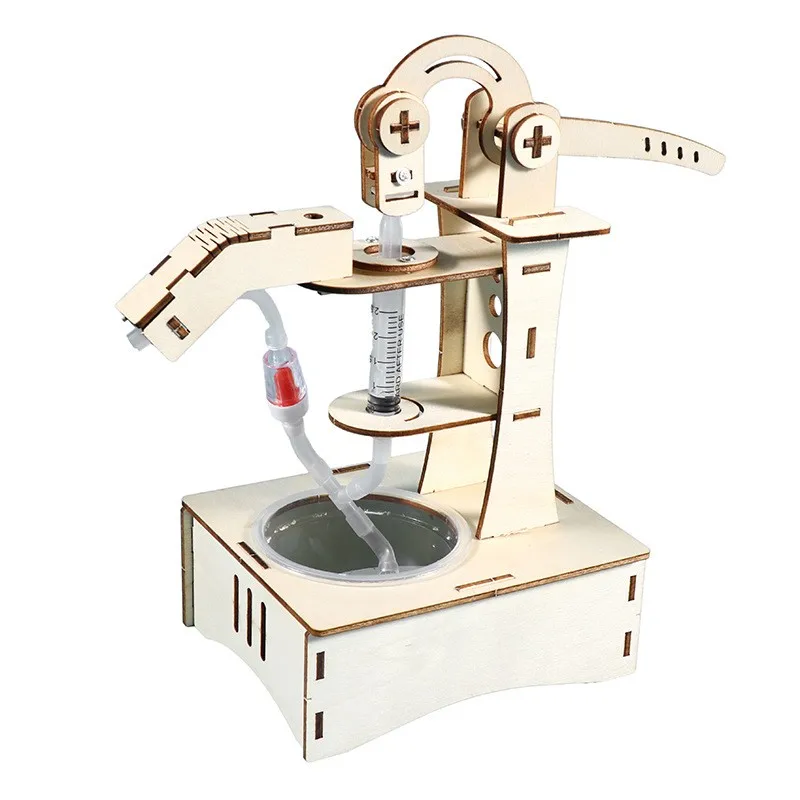New design creative diy water pump wooden 3d puzzles scientific experiment kits toys