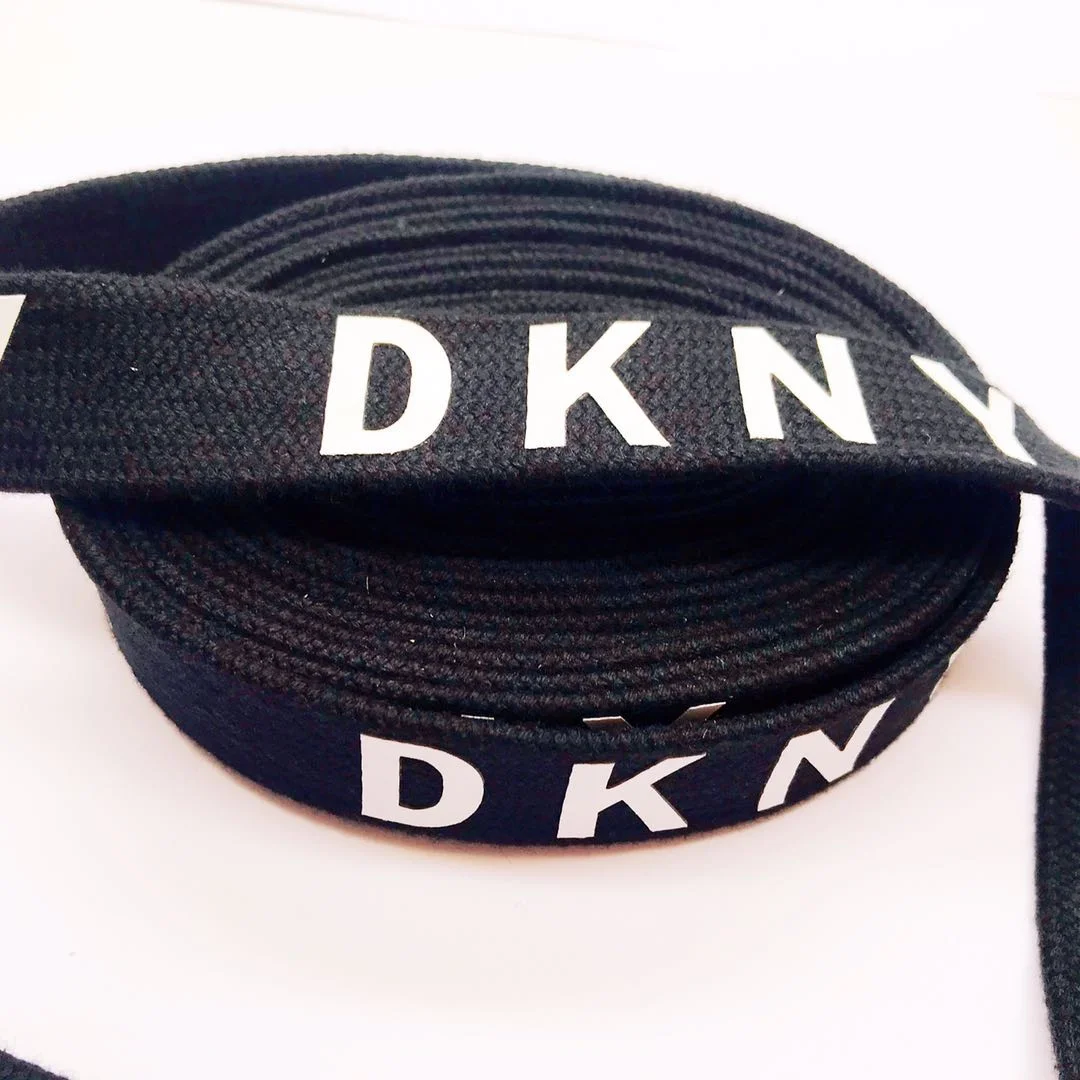 25mm logo printed flat cotton braided cord  in navy color