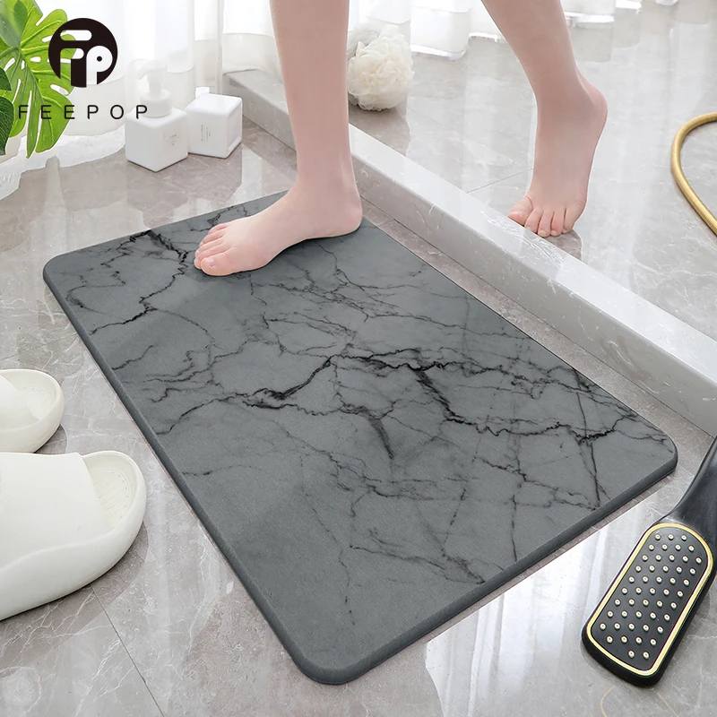 Wholesale Absorbent Non Slip Diatomaceous Earth Stone Bath Mat Marble For Bathroom Mat