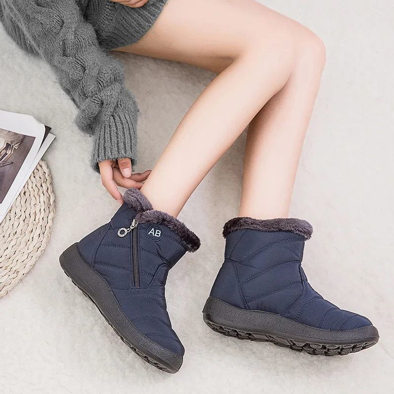 Custom Cheap Waterproof Snow Boots Winter Women Casual Lightweight Ankle Warm Fluffy Boots