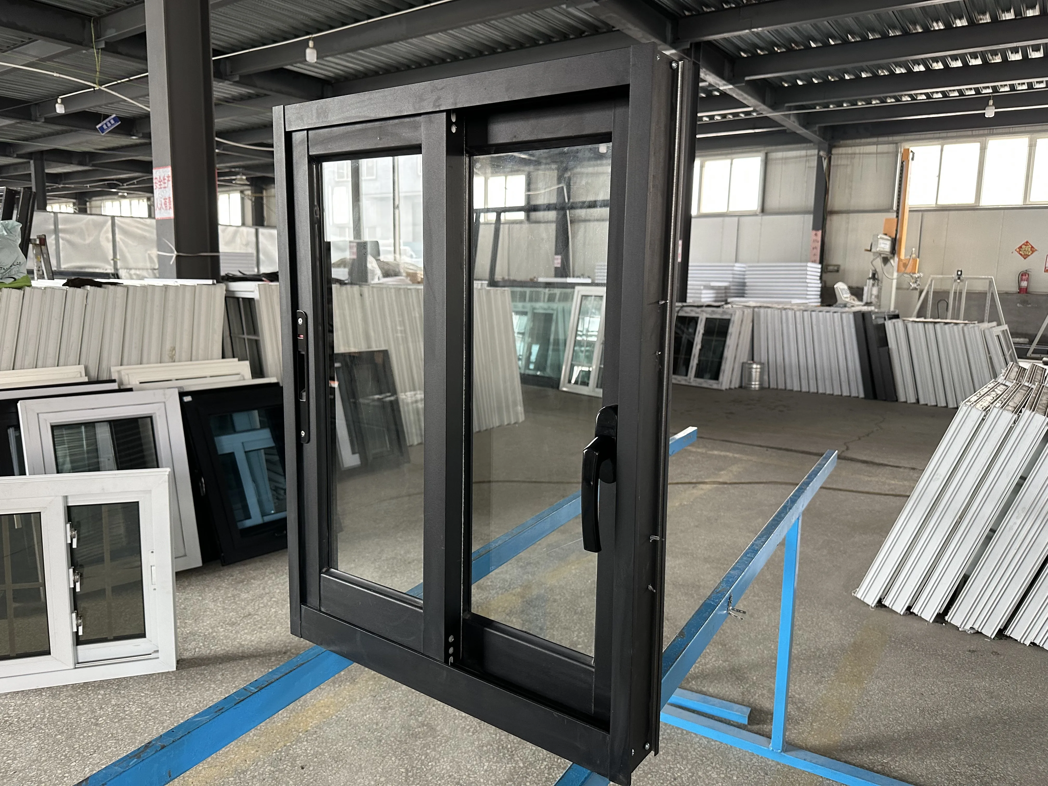 Remote Controlled Motorized Vertical Anti-theft Sliding Guillotine Aluminum Window White Grill window  For Glass Balcony