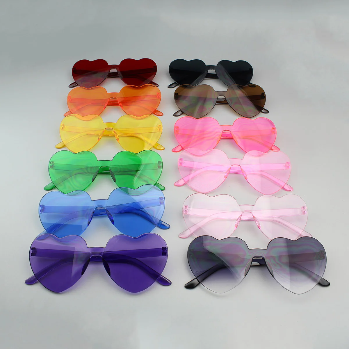 Heart Shape Eyewear Rimless Transparent Heart Glasses Colorful Party Favors Frameless Sun Glasses Green Heart Sunglasses
