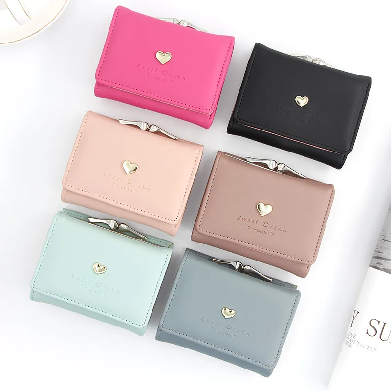 Wholesale Hot Selling Korean Style New Women Short Zipper Buckle Cute Carton Simple Girls Wallet