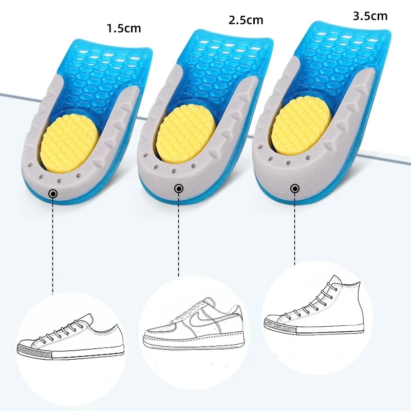 Comfortable Silicone Gel height increase shoe insole TPE Elevator Inner Sole Invisible Height Increase Insole