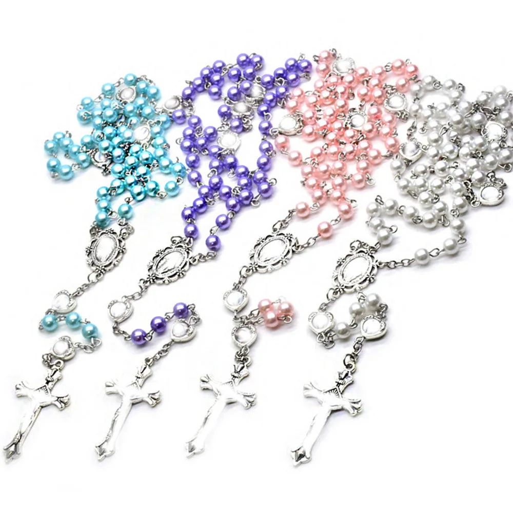 Pearl Cross Necklace 8MM Prayer Bead Jewelry 2024 New Product