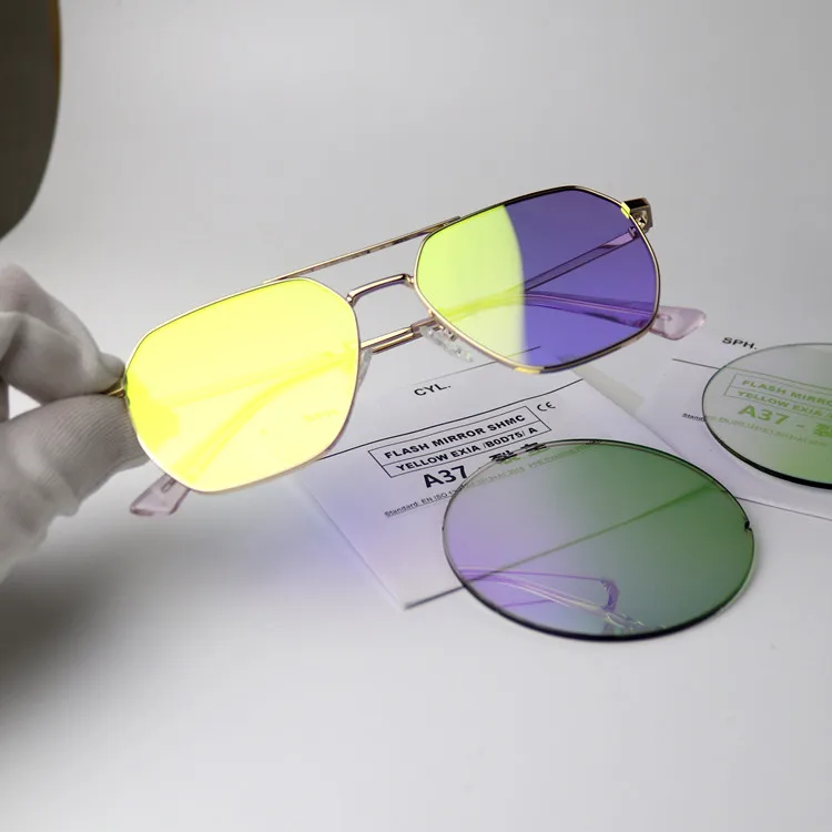 Солнцезащитные очки EXIA A37 с желтыми зеркальными линзами SHMC UV400 изогнутые 0 градиентных цветов