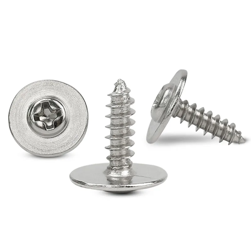 PWA Black White Nickel Plated Carbon Steel  Cross Round Head Self Tapping Screw with washers
