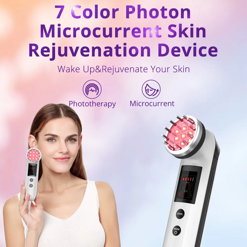 USA Stock 2 IN 1 Photon LED Skin Rejuvenation Photon Micro Current Faccial Whitening Massage Wrinkle Remove Beauty Device