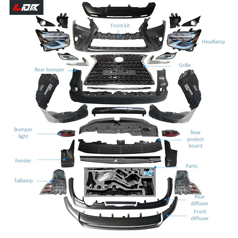 For Lexus 10-17 GX 460 old style change to 18-20 latest style with front and rear bumper assembly and headlamp and taillamp