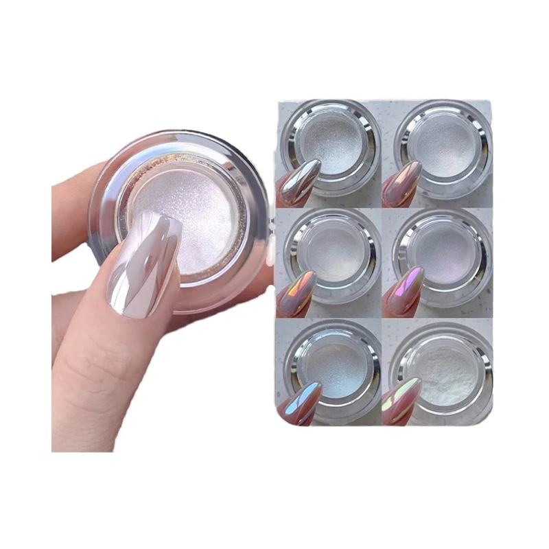Factory Wholesale Hot Selling Moonlight Aurora Pure White Chrome Powder Mirror Effect Rub Nail Art Powder