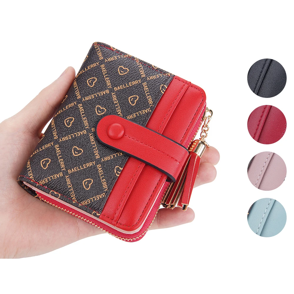 Wallet Women Luxury Famous Brand Pu Leather Printed Tassel KeyChains With Wallets Ladies Short Change Purse Wallet