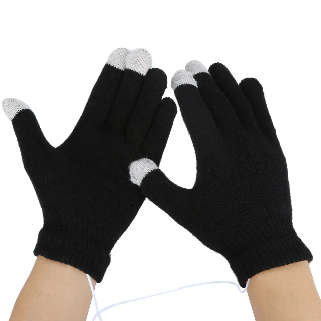 Cotton Cashmere Winter Skiing Knit Ladies Heated Women Hand Warmer Touch Screen Glove Knitted Fingerless Gloves Flip