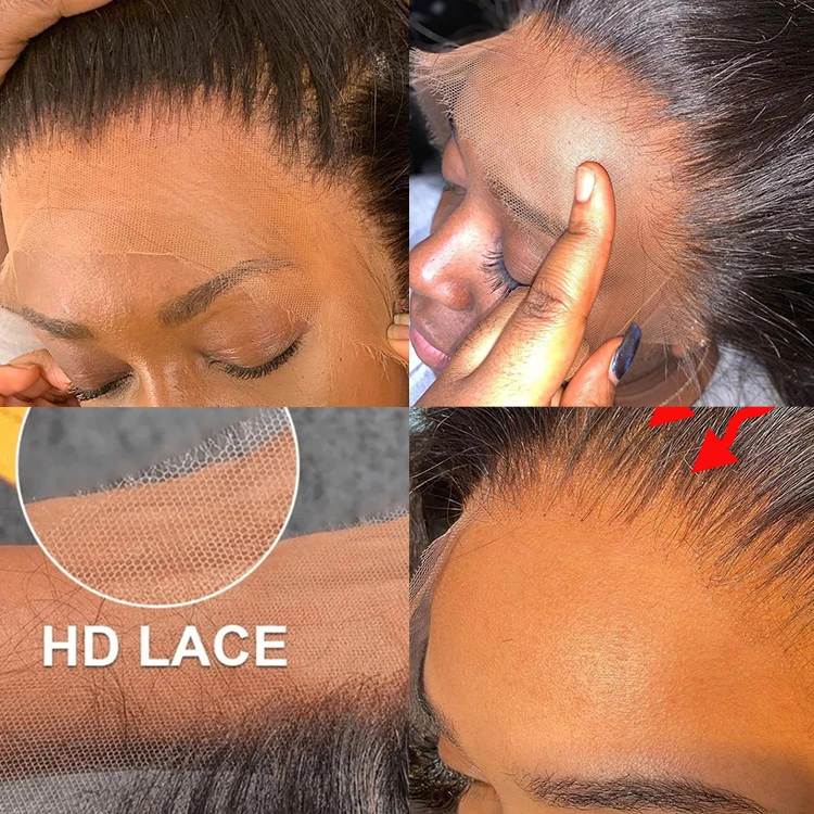 Wholesale 200 Density Wigs Human Hair Lace Front Brazilian HD Lace Frontal Wig Cheap Natural Bone Straight Human Hair Wig