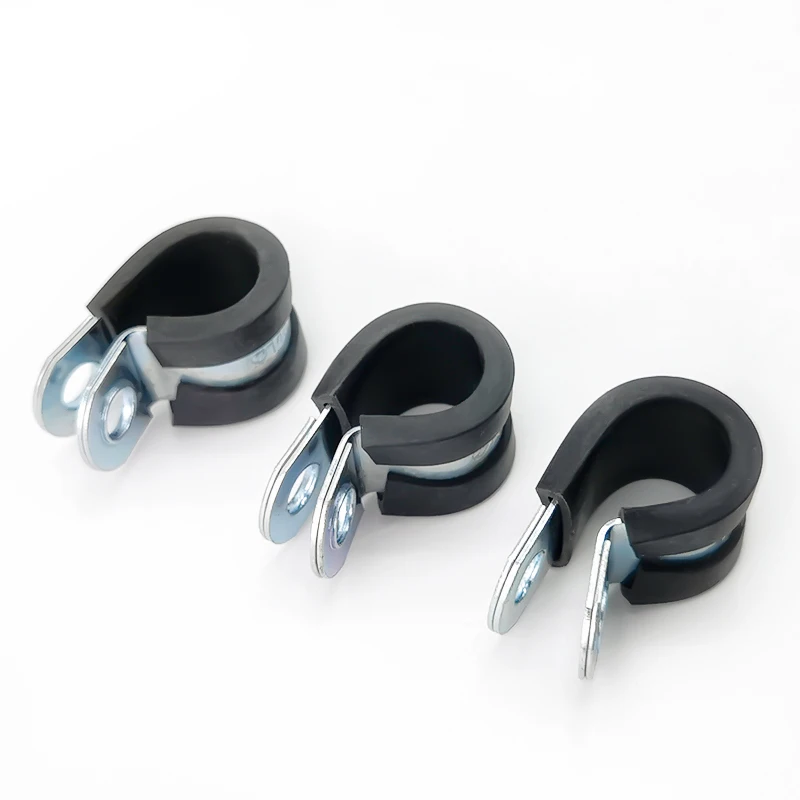 1/2 Inch 5/8 Inch Black Stainless Steel And Rubber Cushioned Insulated Wide Range P-style Cable Pipe Hanger Clamps