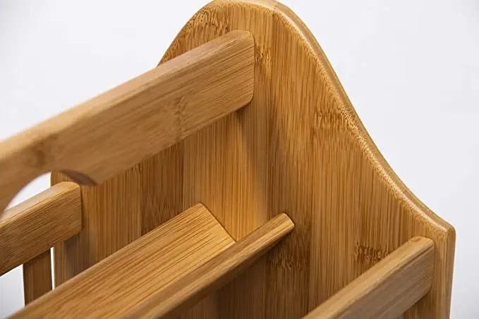 Bamboo Magazine Racks with Handle Space-Saving Magazine Rack Stand Holder for Transporting