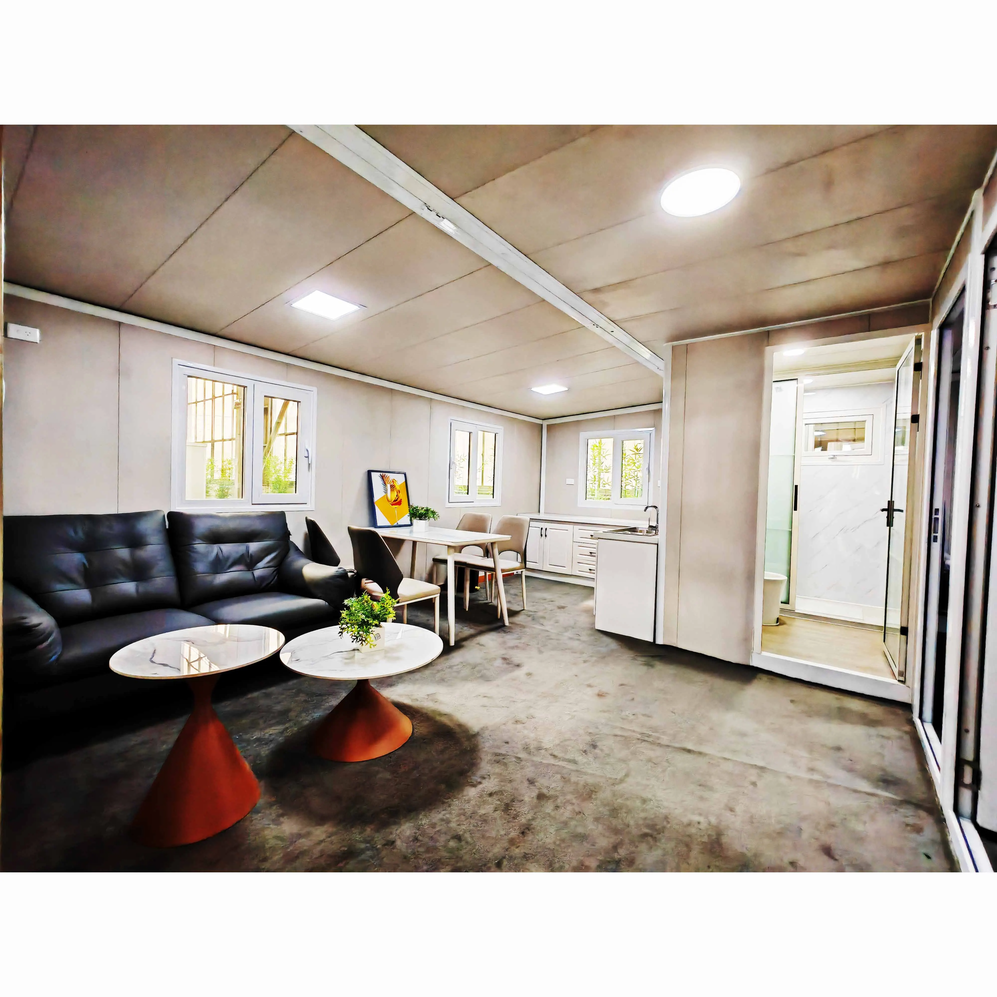 Aluminum frame glass prefabricated house container house, with customized colored mobile house