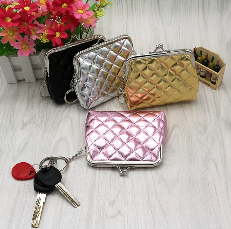 Wholesale PU Lingge Mini Coin Purse Ladies Buckle Coin Coin Purse