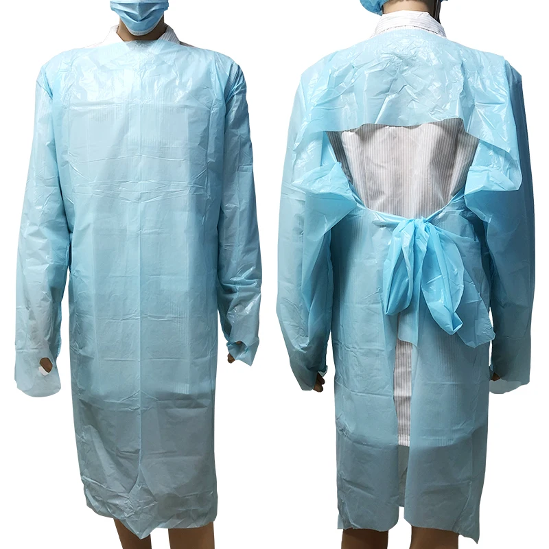 EU 2016/425 Surgical Gown  Disposable Patient Medical Doctor isolation  45G sms pp cpe gowns with thumb