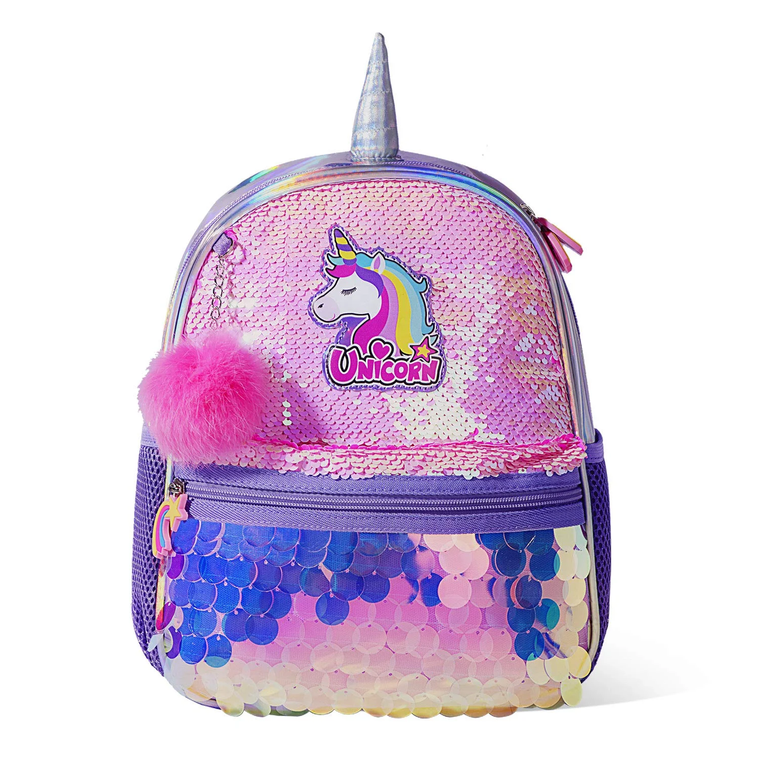 Mochilas Escolares Reversible Sequin Cute 3D Cartoon Unicorn Little Girls Toddler Book Bags School Children Kids Backpack Bag