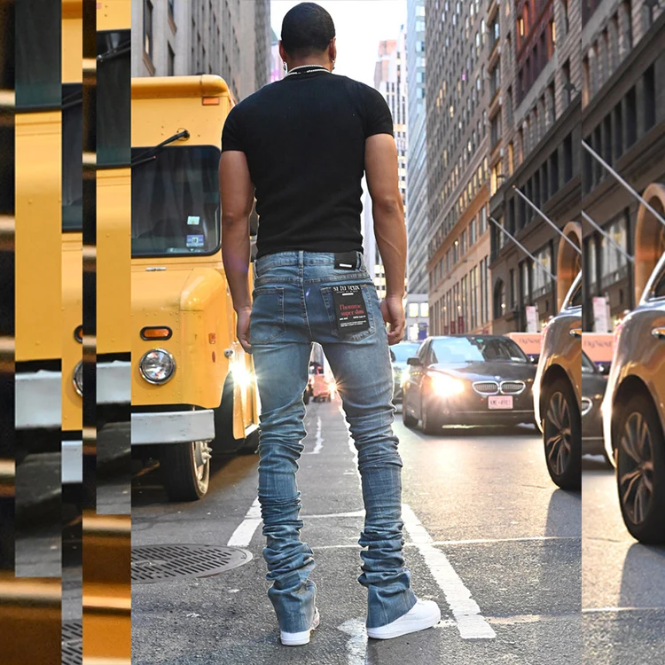 DiZNEW OEM men stacked jeans logo 3xl black stacked-jeans-men