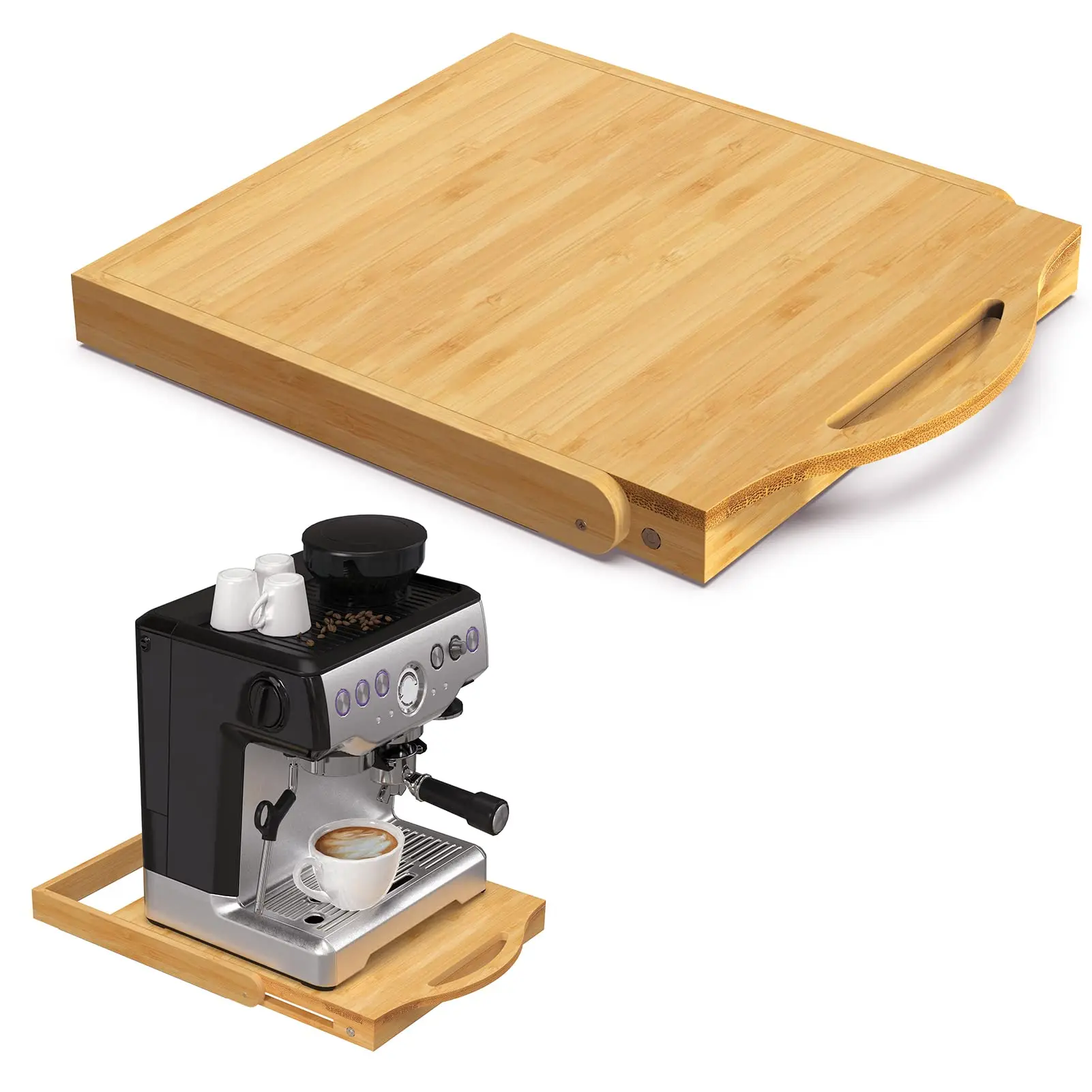 Bamboo kitchen table coffee machine tray sliding portable air fryer mixer base hotel home appliance tray Ethiopian Coffee Table