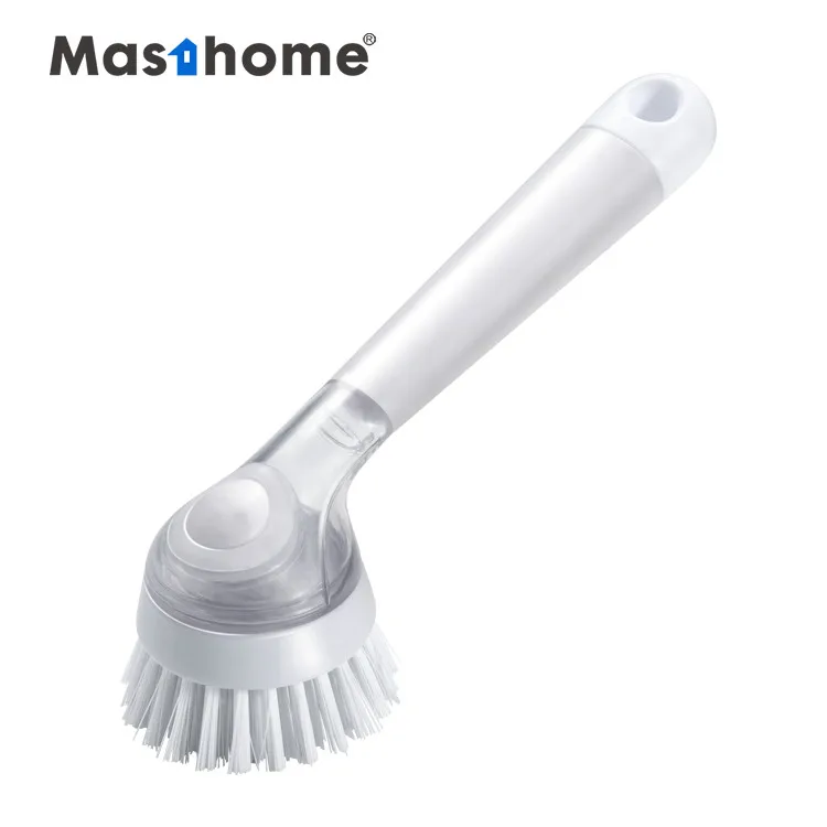 Masthome Durable round head long handle TPR kitchen cleaning soap dispensing dish washing brush