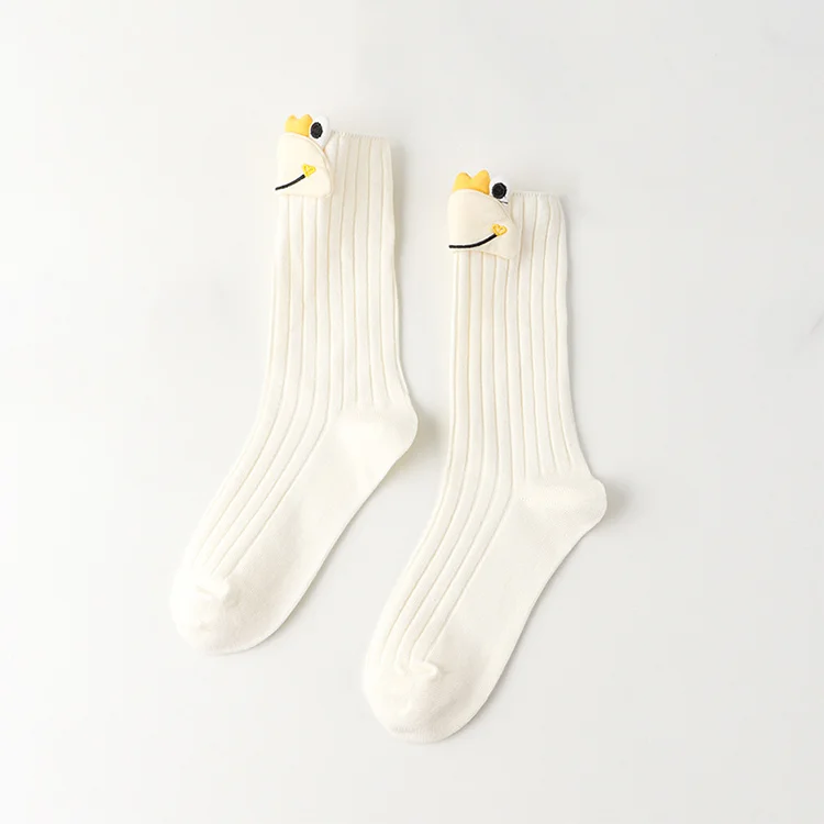Autumn and winter 3d cute cartoon frog womens fashion long warm thick socks