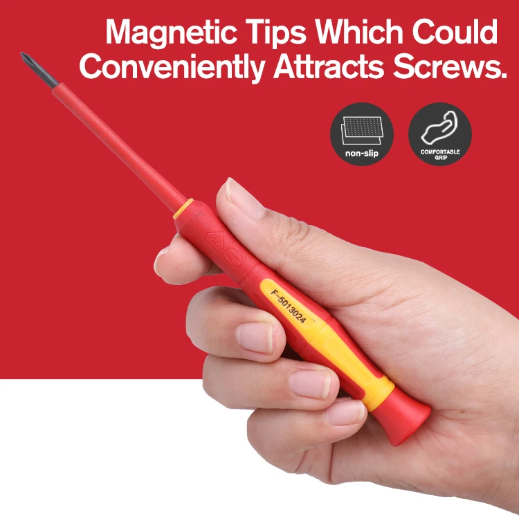 6pcs 1000v precision insulated vde screwdriver set with black tip magnetic