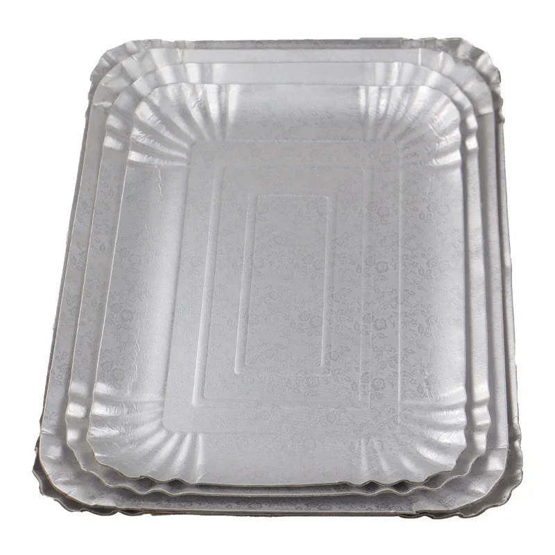 Hot Sales Shiny Shiny Gold Silver Matte Gold Matte Rose Gold Iridescent Foil Rectangle Cake Boards Cake Tray Paper Plate 201504