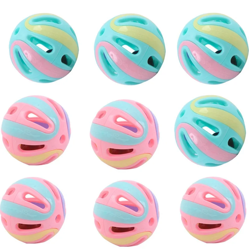 2023 New Products Interactive Colorful Stitching Bell Plastic Ball Large 8 cm Cat Toys Cat Bell Pet Toys