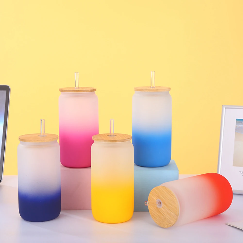 Frosted Clear Can Shaped Beer Glass Elegant Shaped Drinking Glasses Can Shaped Beer Glass 12oz 16oz Diy Blank Sublimation