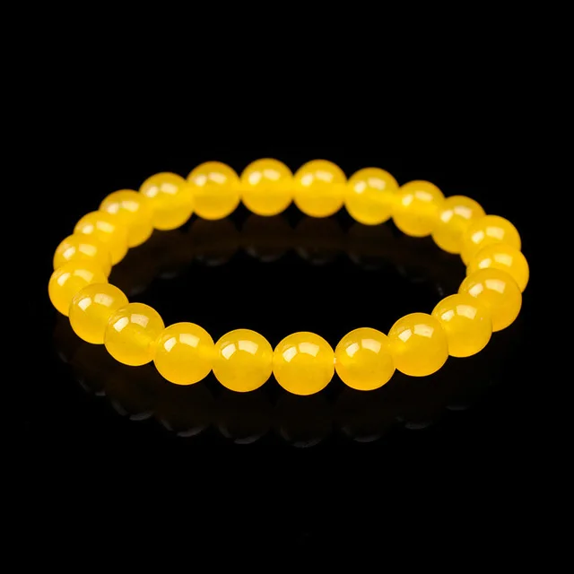 Yellow Agate Jade Round Bead Bracelet High Quality Citrine Handmade Semi Gemstone Beads Bracelet Natural Stone Available 1-3days