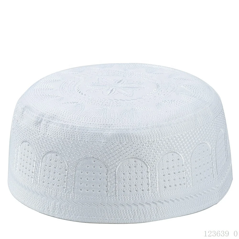 Breathable Embroidered Flat Top Hat Boys Muslim Malaysian Kopiah Prayer