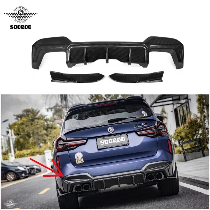 For BMW X3M F97 Rear Diffuser Dry Carbon Fiber Gloss Carbon Rear Bumper Lip for BMW X3M F97 F97LCI 2022-IN