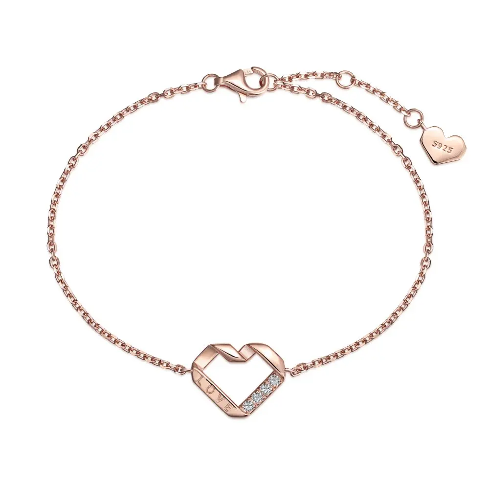 Wholesale 925 Sterling Silver Balance Heart Shape Bracelet Chain  Bridal Bangles Lover Bracelet Pave Wristband For Women Jewelry