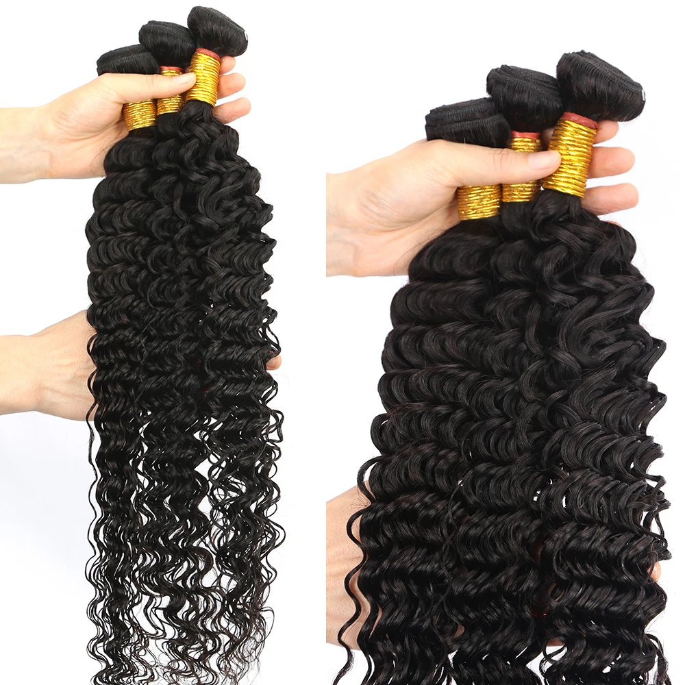 
10A 30 дюймов прямые объемные волнистые глубокие вьющиеся бразильские человеческие волосы пучки с кружевной фронтальной застежкой 