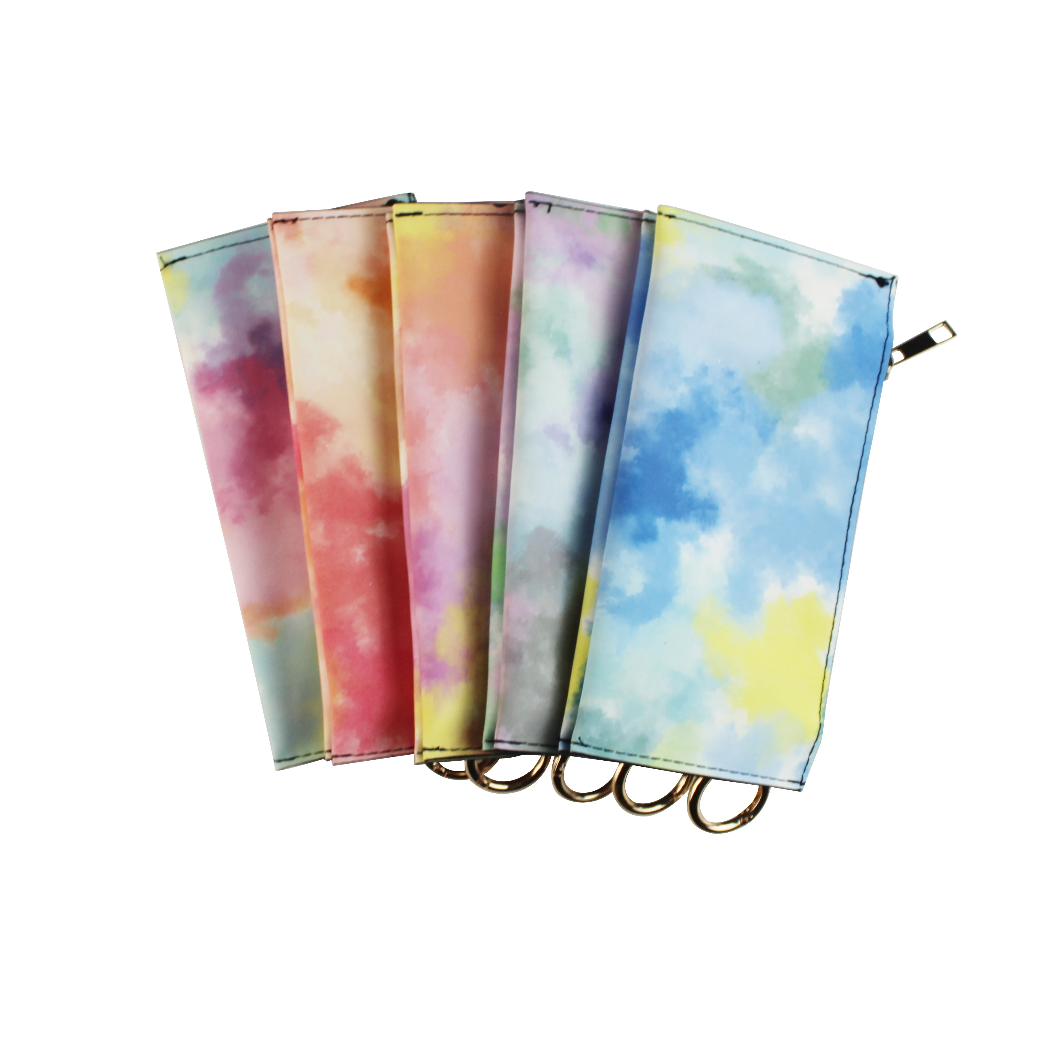 Colorful Bracelet Bag Leather Rainbow Flower Pattern Wallet for women