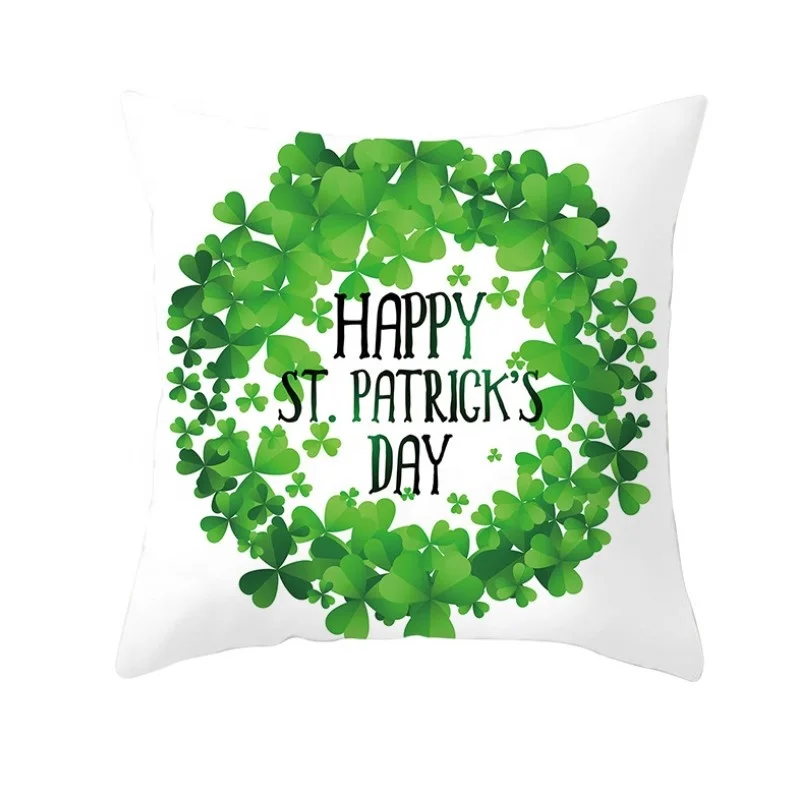 Irish Cushion Cover Spring Green Leaves Decor Pillow Cover Tropical Hawaii Party Decoration Happy St.Patricks Day Decoration